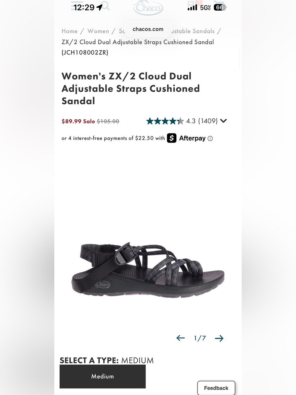 Chaco Women's Strappy Cloud-Cushion Sandal - Black
